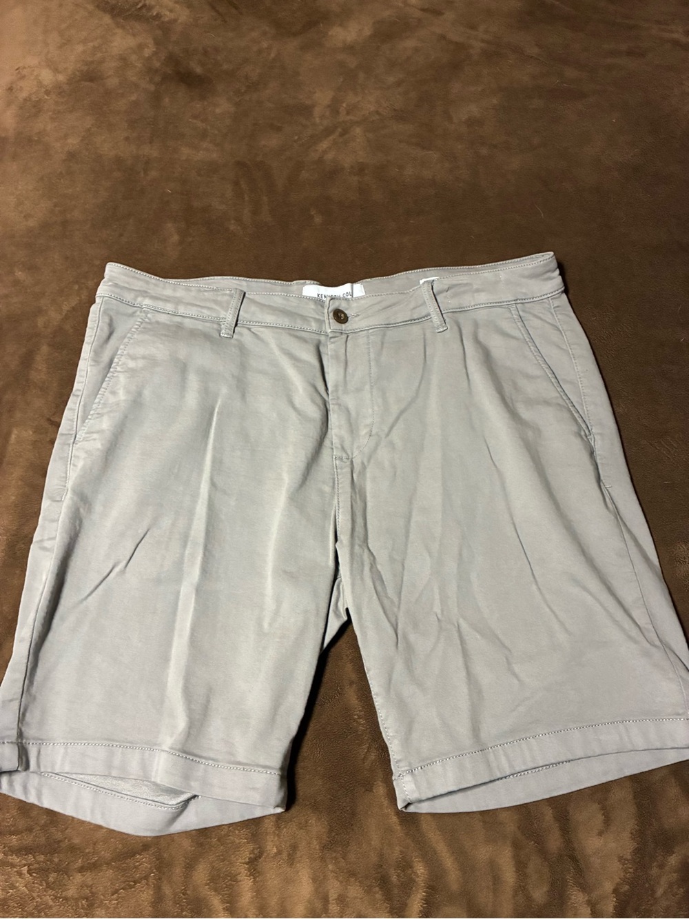 Kenneth Cole Men's Casual Cotton Blend Shorts - Light Gray size 38